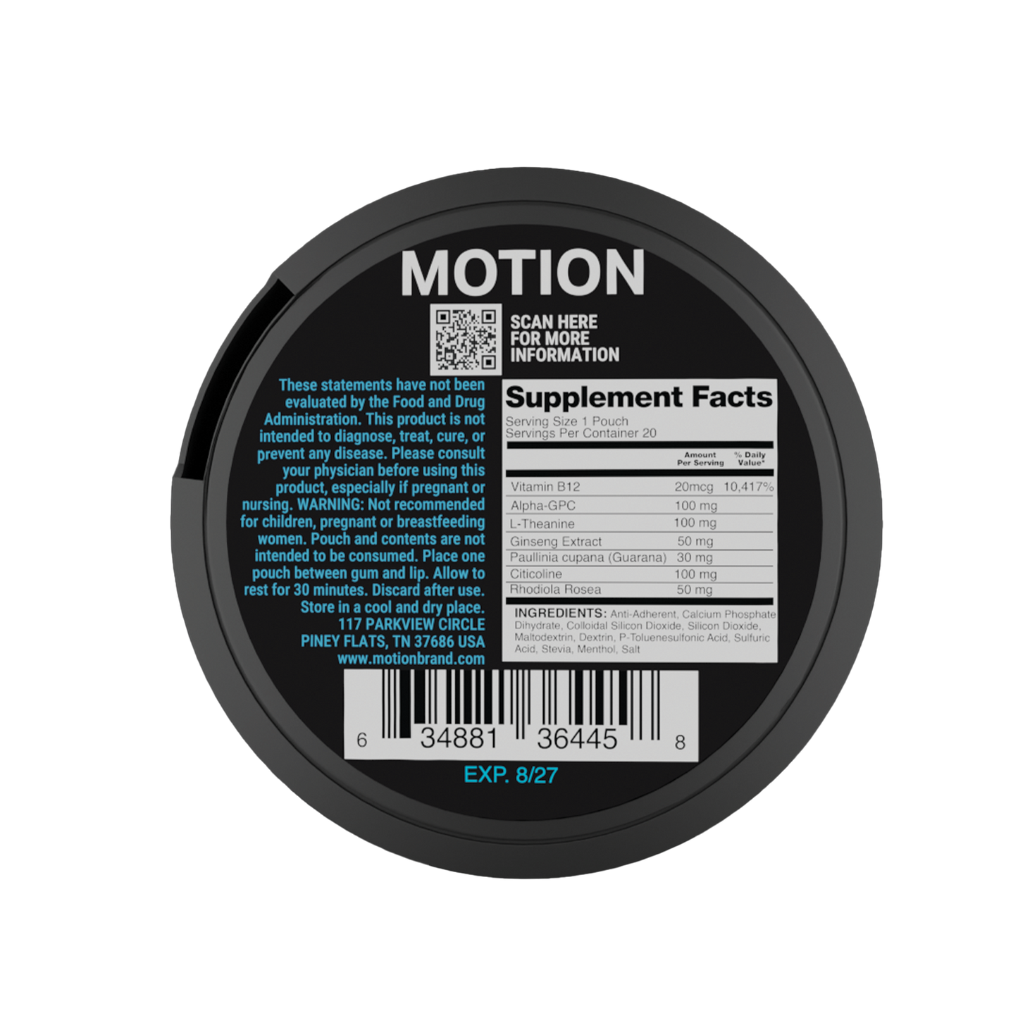 MOTION Focus & Energy Nootropic Dietary Supplement – Mint
